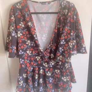 Boohoo floral wrap top